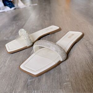 Rhinestone bling sandals slides bridal